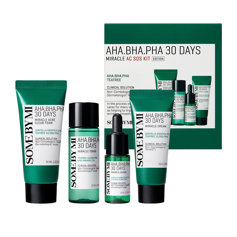 SOME BY MI AHA BHA PHA 30 Days Miracle AC SOS Kit - Peaches&Creme Shop Korean Skincare Malta