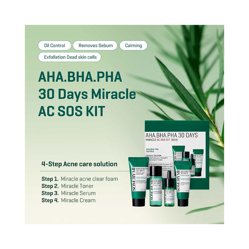 SOME BY MI AHA BHA PHA 30 Days Miracle AC SOS Kit - Peaches&Creme Shop Korean Skincare Malta