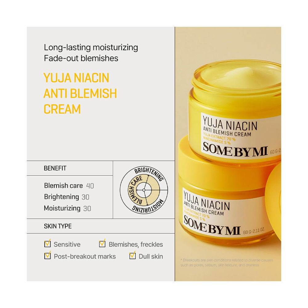 SOME BY MI Yuja Niacin Anti Blemish Cream - Peaches&Creme Shop Korean Skincare Malta