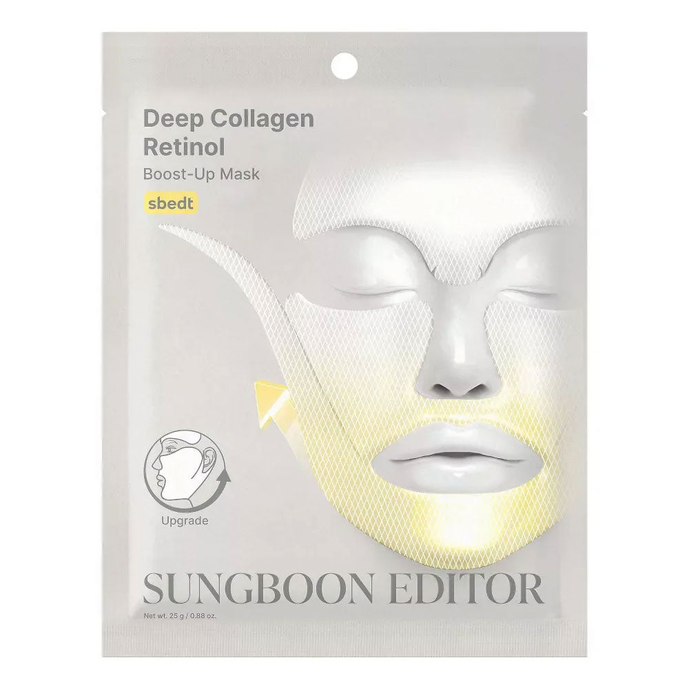 Sungboon Editor Deep Collagen Retinol Boost-Up Mask packaging on a white background