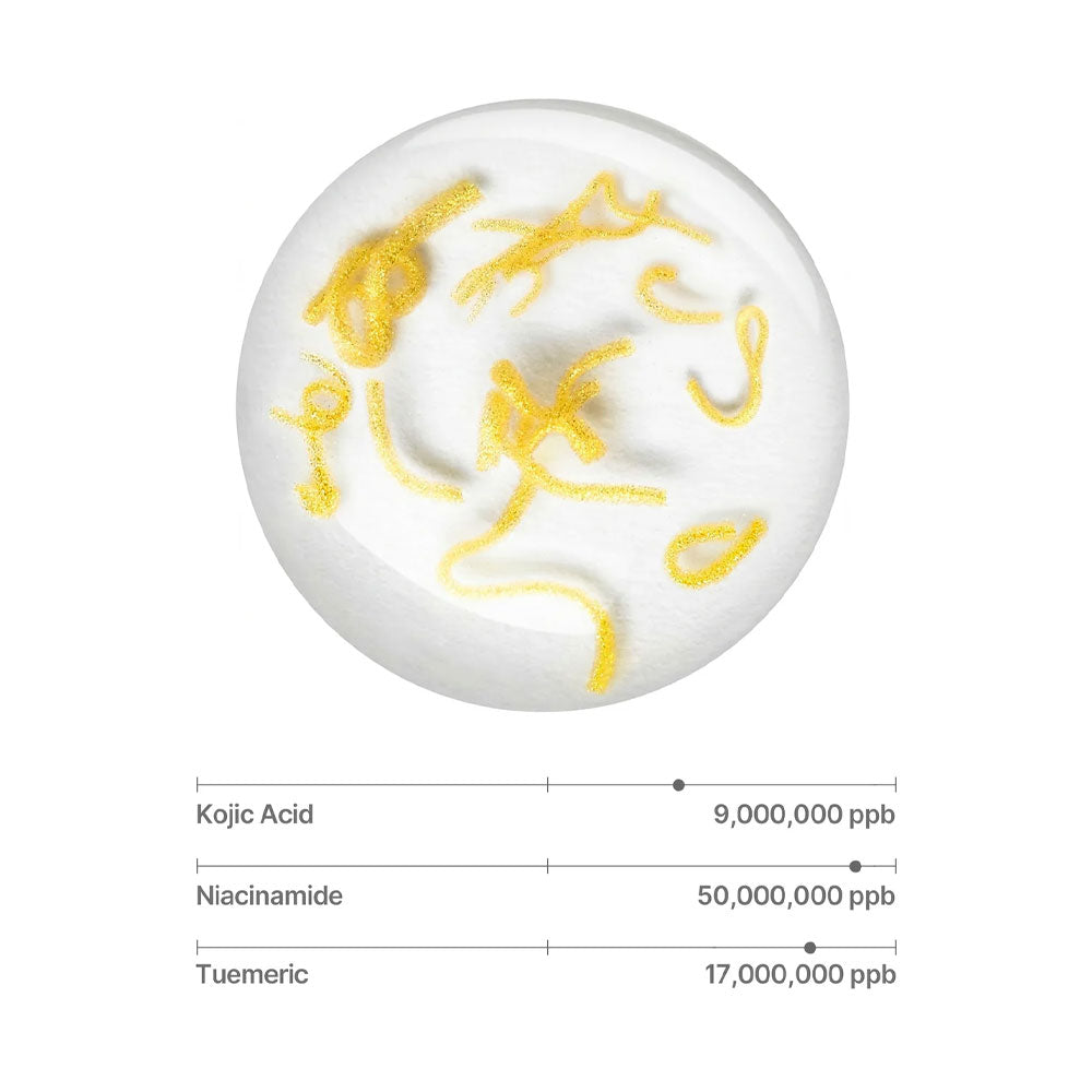 Bowl with white powder and yellow strands, labeled with chemical names and concentrations.
