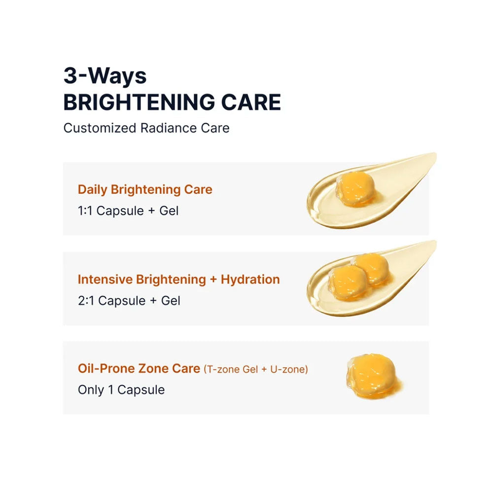 A product information graphic for a brightening care set, titled &