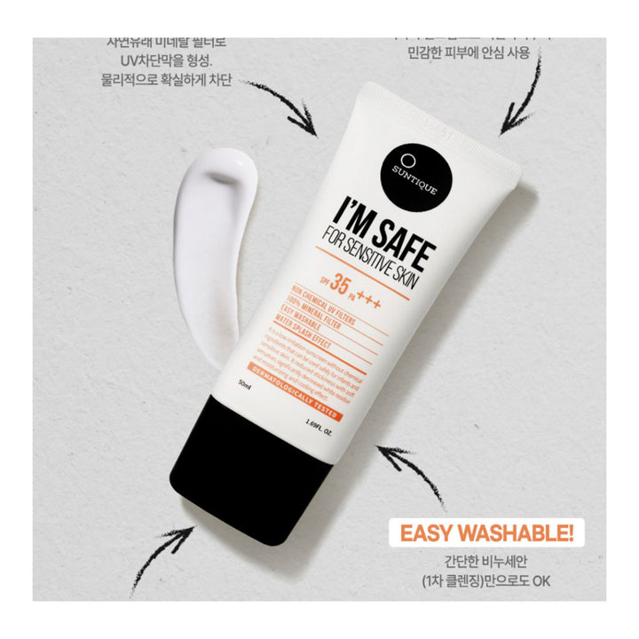 Suntique I'M SAFE for Sensitive Skin SPF35 - Peaches&Creme Shop Korean Skincare Malta