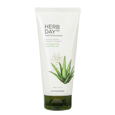 THE FACE SHOP Herb Day 365 Foaming Cleanser [Aloe & Green Tea] - Peaches&Creme Shop Korean Skincare Malta