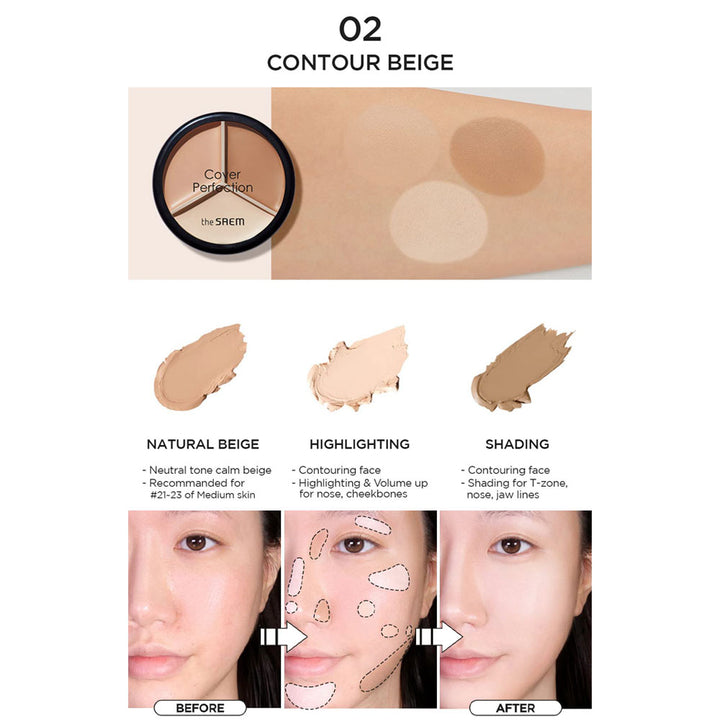 THE SAEM Cover Perfection Triple Pot Concealer - Peaches&Creme Shop Korean Skincare Malta