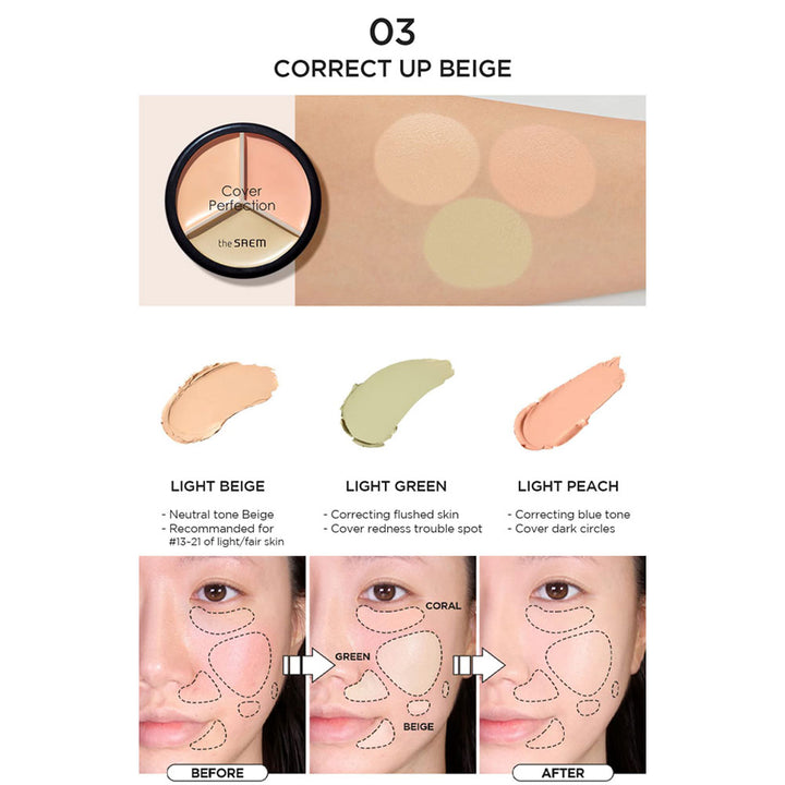 THE SAEM Cover Perfection Triple Pot Concealer - Peaches&Creme Shop Korean Skincare Malta