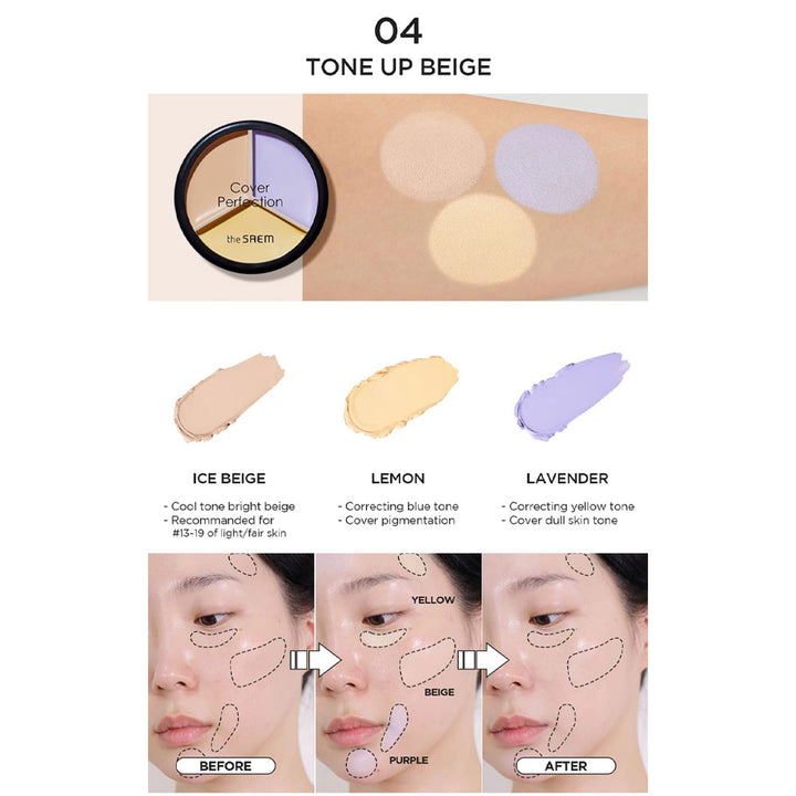 THE SAEM Cover Perfection Triple Pot Concealer - Peaches&Creme Shop Korean Skincare Malta