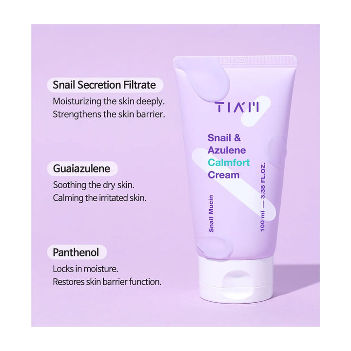 TIA'M Snail & Azulene Calmfort Cream - Peaches&Creme Shop Korean Skincare Malta