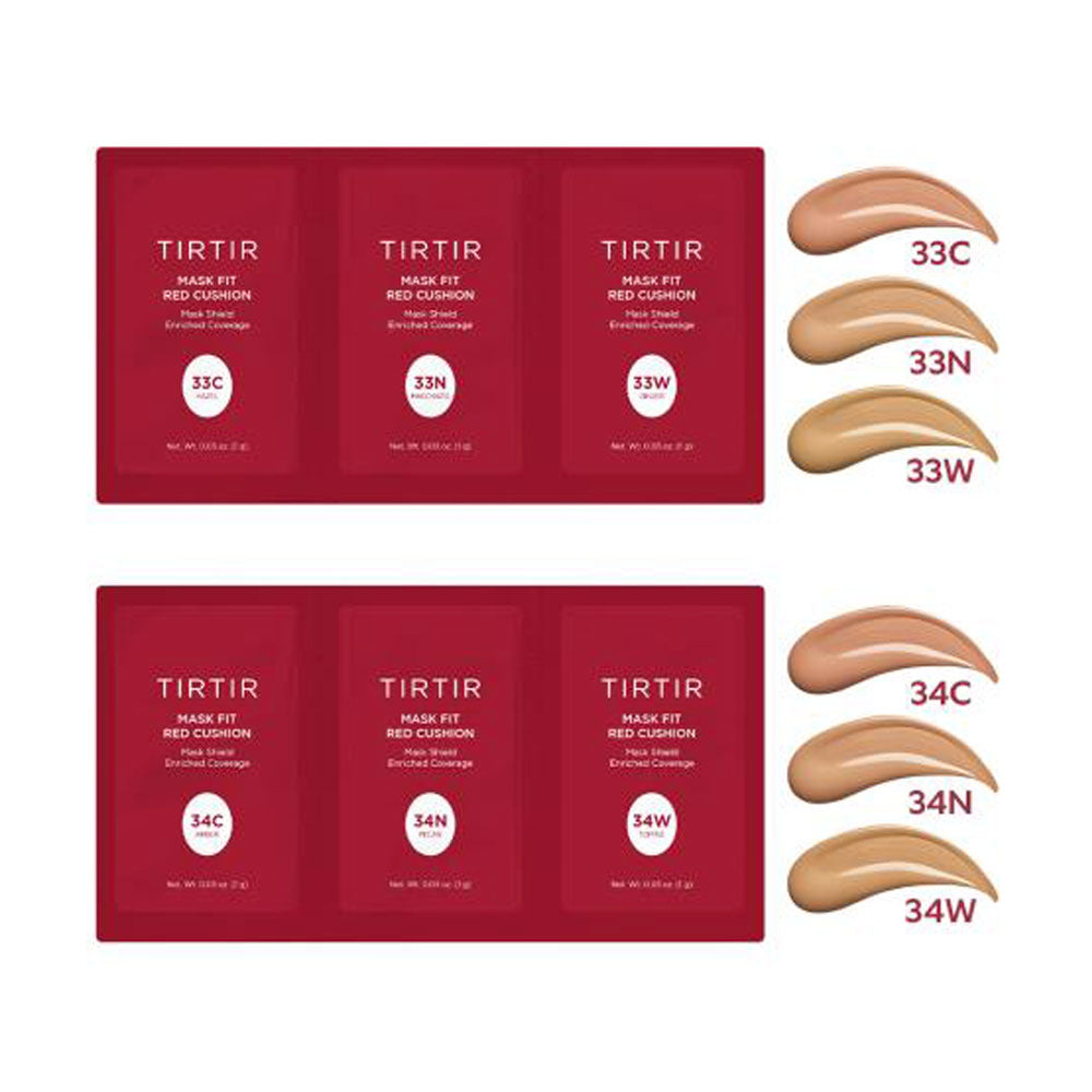 TIRTIR Red Cushion Foundation Shade Sampler - Peaches&Creme Shop Korean Skincare Malta