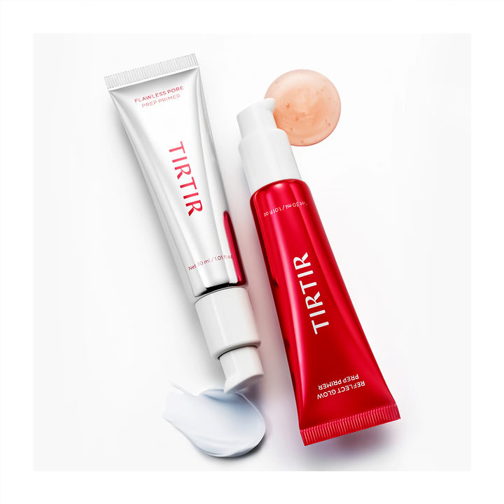 Two TIRTIR skincare products on a white background: a white squeeze tube labeled &