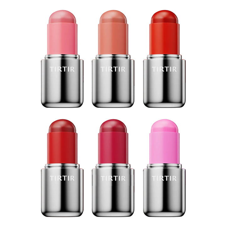 Six TIRTIR lipsticks in different colors on a white background