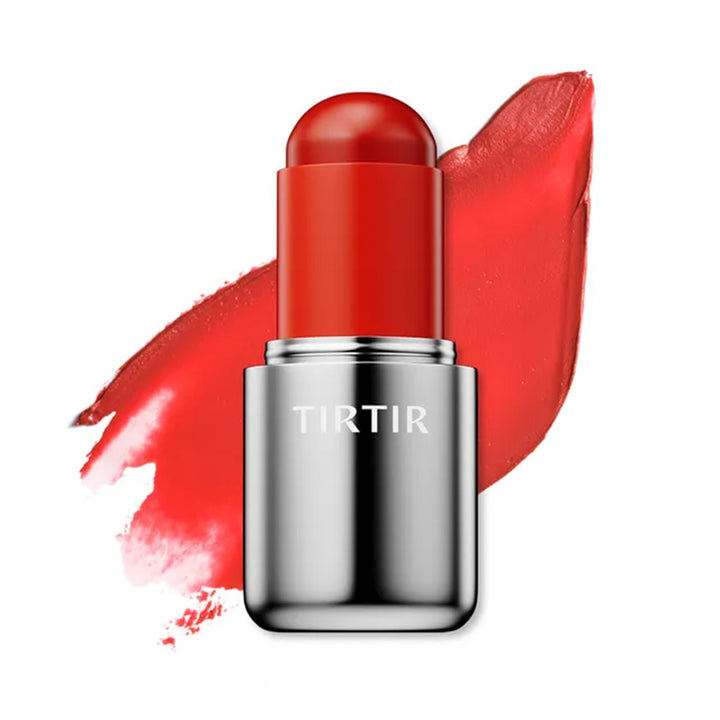 Red lipstick with silver base and &
