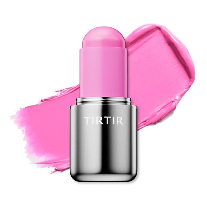 Pink lipstick with silver container labeled &
