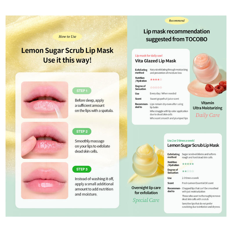 TOCOBO Lemon Sugar Scrub Lip Mask - Peaches&Creme Shop Korean Skincare Malta