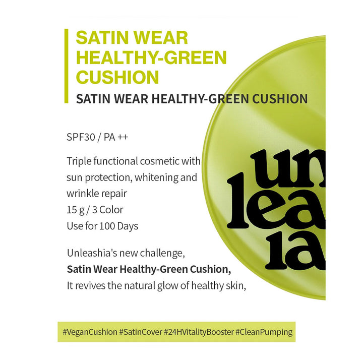 UNLEASHIA Satin Wear Healthy-Green Cushion - Peaches&Creme Shop Korean Skincare Malta