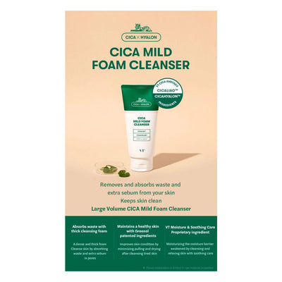 VT Cosmetics Cica Mild Foam Cleanser - Peaches&Creme Shop Korean Skincare Malta