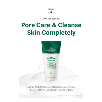 VT Cosmetics Cica Mild Foam Cleanser - Peaches&Creme Shop Korean Skincare Malta