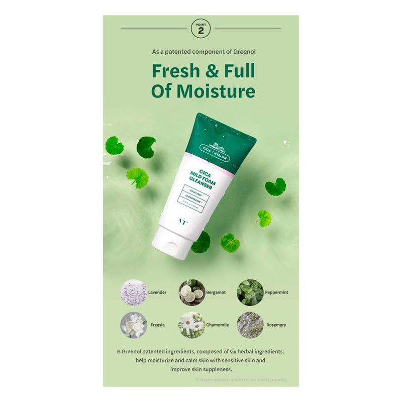 VT Cosmetics Cica Mild Foam Cleanser - Peaches&Creme Shop Korean Skincare Malta
