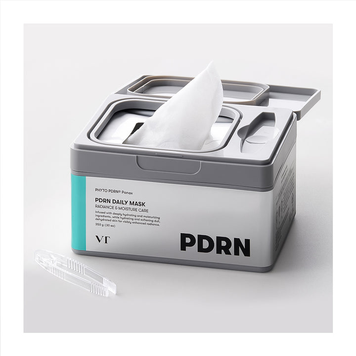 PDRN tissue box with tissues on a white background