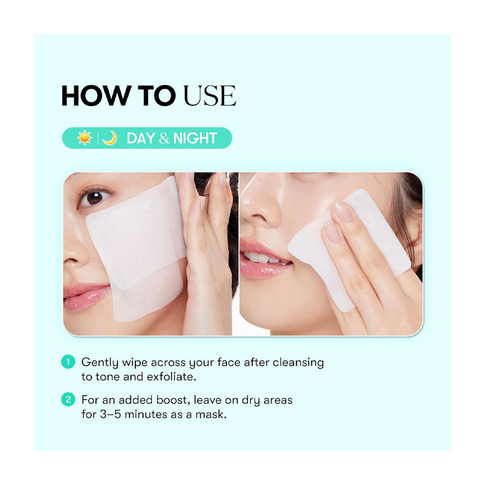 Instructions on how to use a facial mask with a light blue background