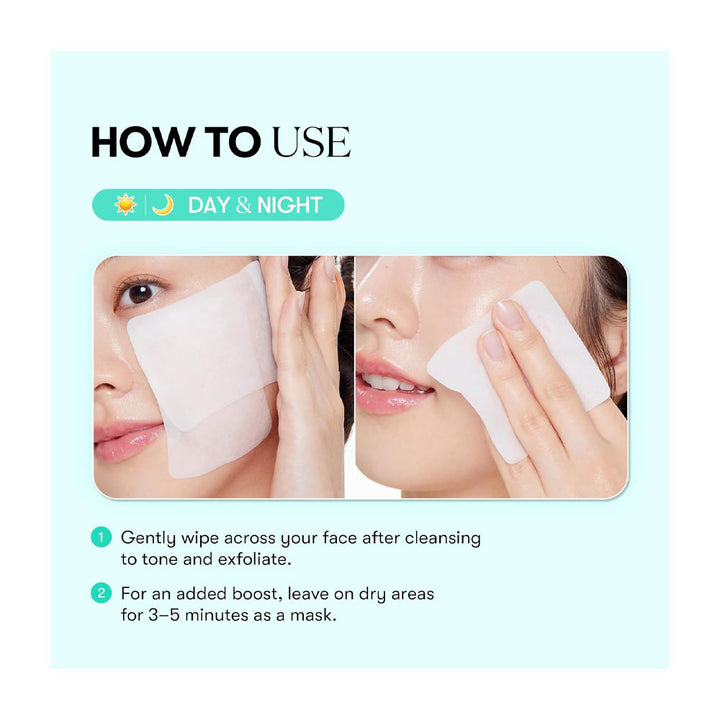 Instructions on how to use a facial mask with a light blue background