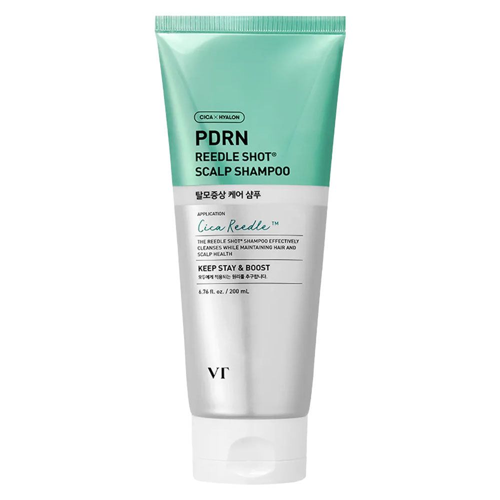 VT Cosmetics PDRN Reedle Shot Scalp Shampoo in a mint green and white squeeze tube, shown on a solid white background.