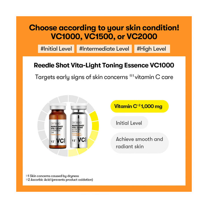 VT Reedle Shot Vita-Light Toning Essence VC1000 - Peaches&Creme Shop Korean Skincare Malta