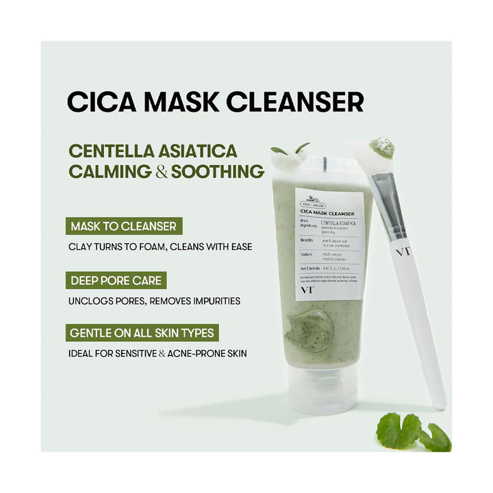 VT Cosmetics Cica Mask Cleanser - Peaches&Creme Shop Korean Skincare Malta