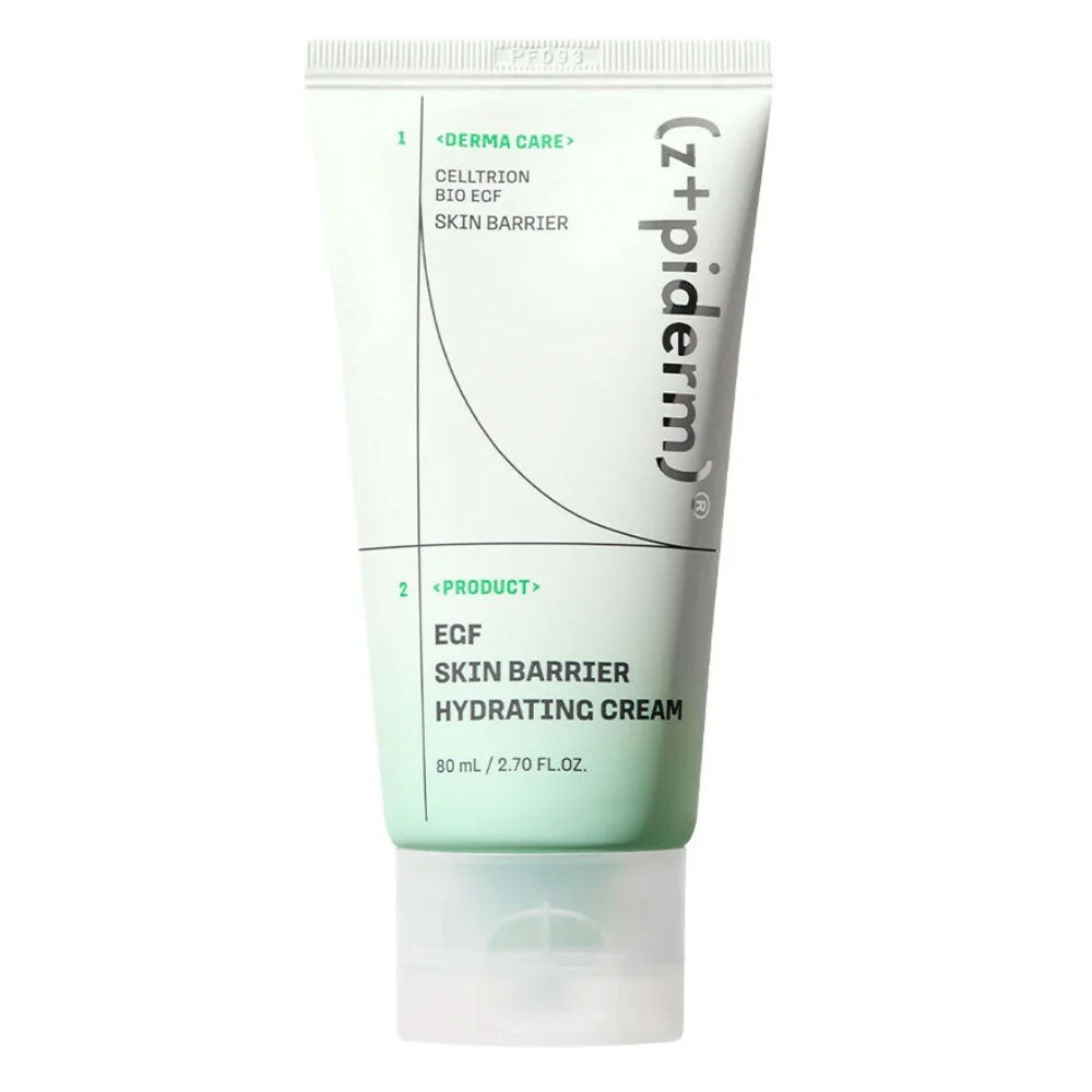 Tube of z+piderm ECF Skin Barrier Hydrating Cream on a white background