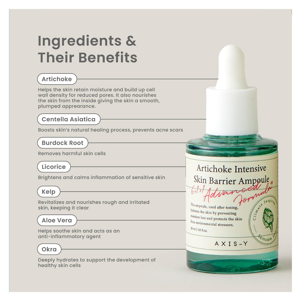 AXIS-Y Artichoke Intensive Skin Barrier Ampoule - Peaches&Creme Shop Korean Skincare Malta