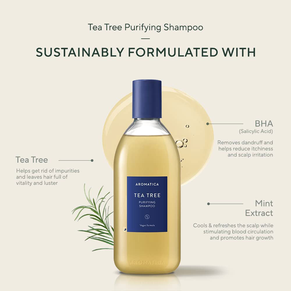 AROMATICA Tea Tree Purifying Shampoo - Peaches&Creme Shop Korean Skincare Malta