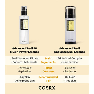 Cosrx - Advanced Snail Radiance Dual Essence - Peaches&Creme Shop Korean Skincare Malta