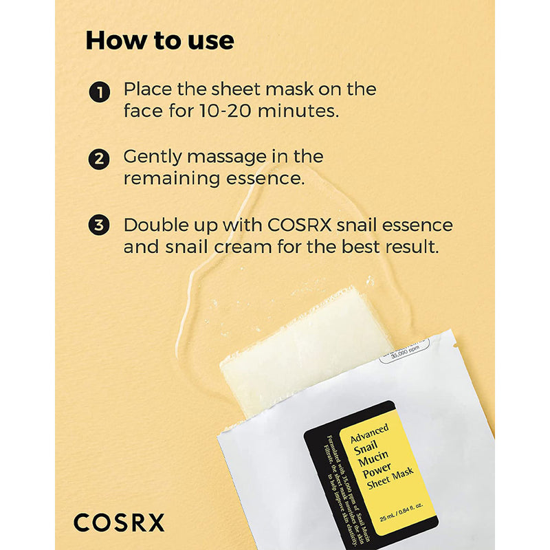 Cosrx - Advanced Snail Mucin Power Essence Sheet Mask - Peaches&Creme Shop Korean Skincare Malta