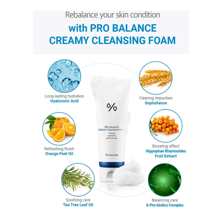 DR.CEURACLE Pro Balance Creamy Cleansing Foam - Peaches&Creme Shop Korean Skincare Malta