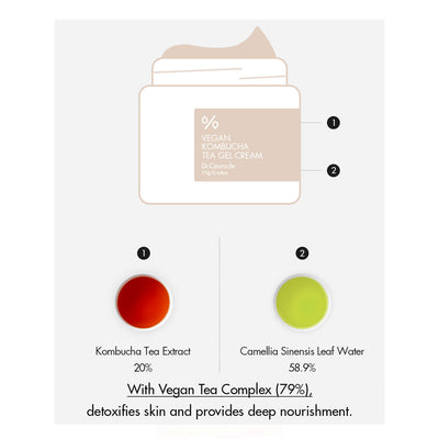 Dr. Ceuracle Vegan Kombucha Tea Gel Cream - Peaches&Creme Shop Korean Skincare Malta