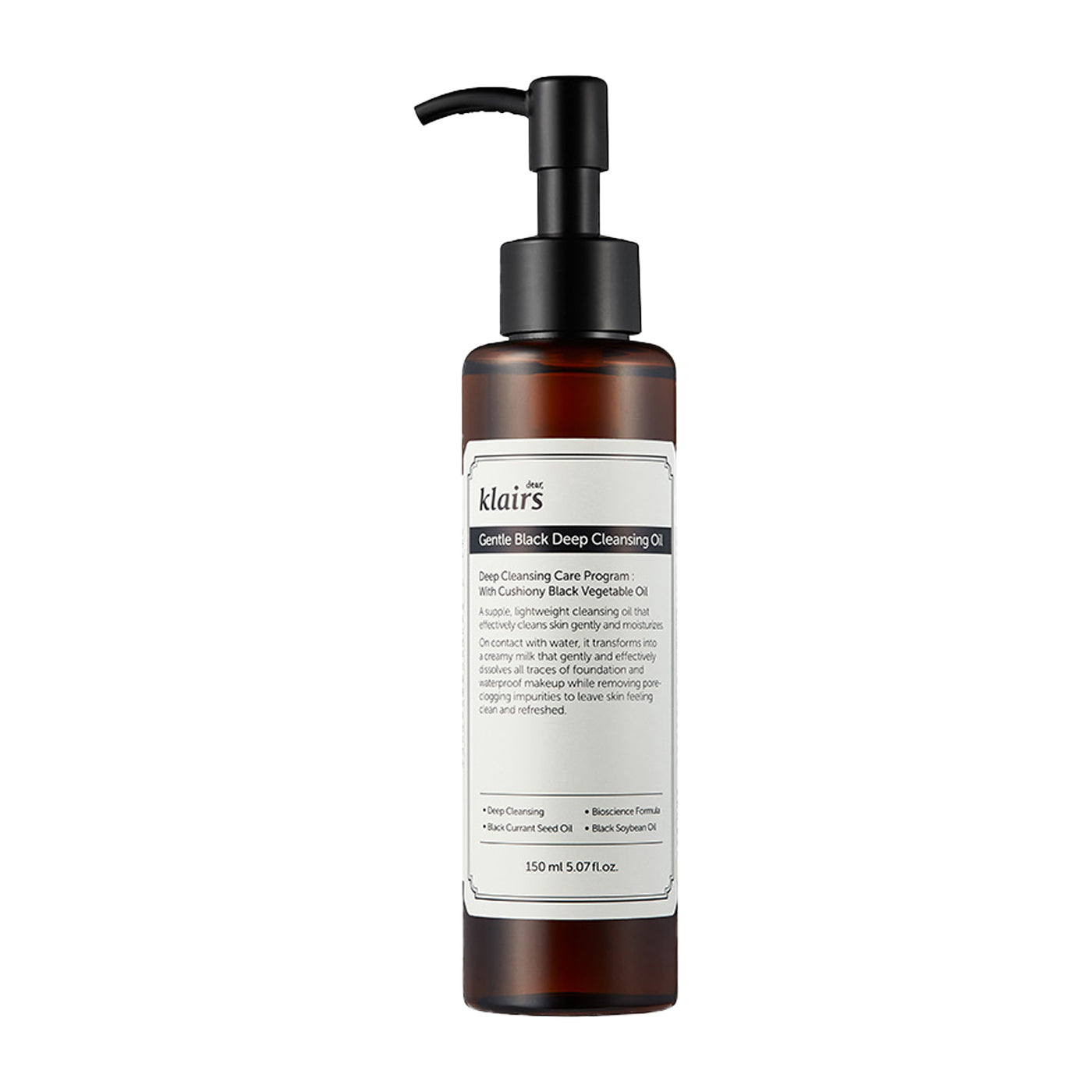 KLAIRS Gentle Black Deep Cleansing Oil - Peaches&Creme Shop Korean Skincare Malta