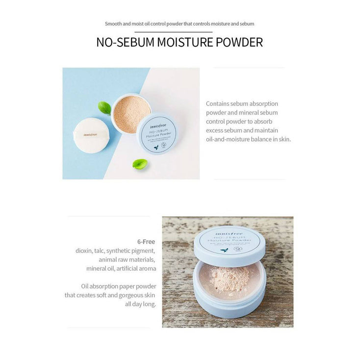 Innisfree No-Sebum Moisture Powder - Peaches&Creme Shop Korean Skincare Malta