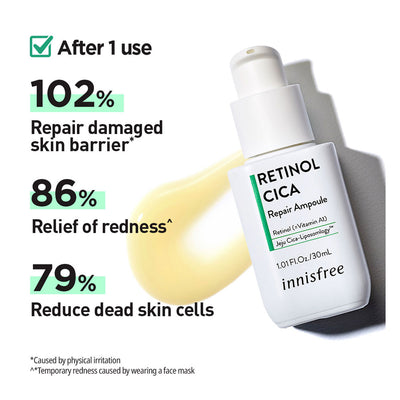 INNISFREE Retinol Cica Repair Ampoule - Peaches&Creme Shop Korean Skincare Malta