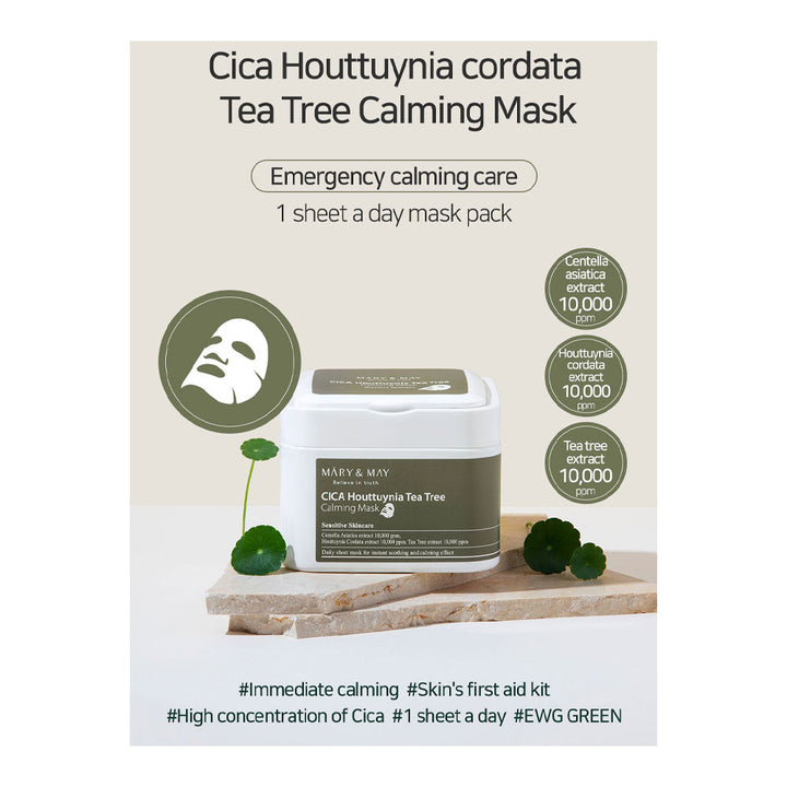 MARY & MAY CICA Houttuynia Tea Tree Calming Mask - Peaches&Creme Shop Korean Skincare Malta