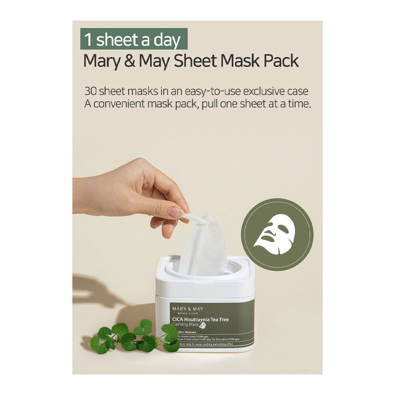 MARY & MAY CICA Houttuynia Tea Tree Calming Mask - Peaches&Creme Shop Korean Skincare Malta