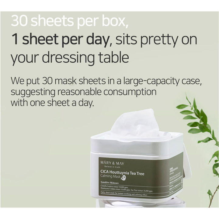 MARY & MAY CICA Houttuynia Tea Tree Calming Mask - Peaches&Creme Shop Korean Skincare Malta