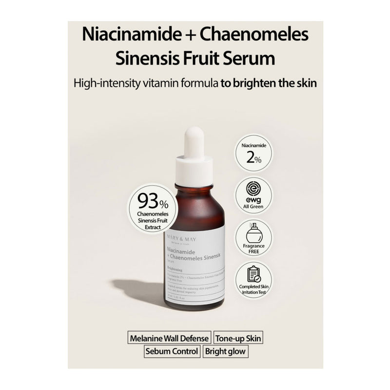 MARY & MAY Niacinamide + Chaenomeles Sinensis Serum - Peaches&Creme Shop Korean Skincare Malta
