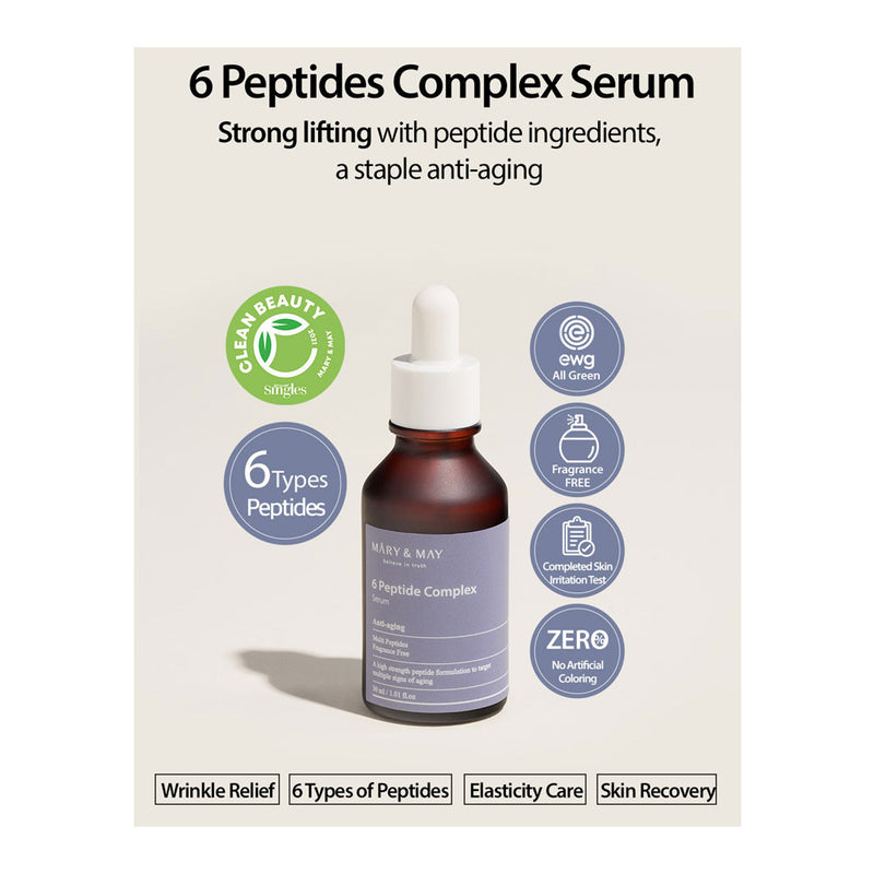 MARY & MAY 6 Peptide Complex Serum - Peaches&Creme Shop Korean Skincare Malta