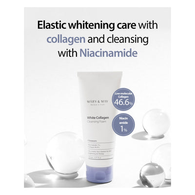 MARY & MAY White Collagen Cleansing Foam - Peaches&Creme Shop Korean Skincare Malta