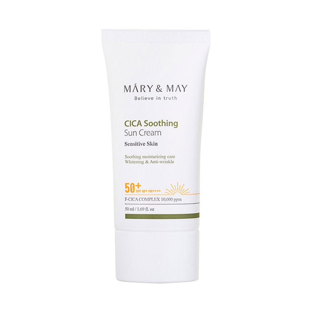 MARY&MAY Cica Soothing Sun Cream SPF50+/PA++++ - Peaches&Creme Shop Korean Skincare Malta