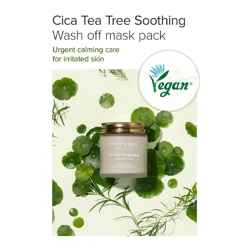 MARY & MAY CICA Tea Tree Soothing Wash off Pack - Peaches&Creme Shop Korean Skincare Malta