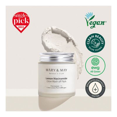 MARY & MAY Lemon Niacinamide Glow Wash Off Mask Pack - Peaches&Creme Shop Korean Skincare Malta