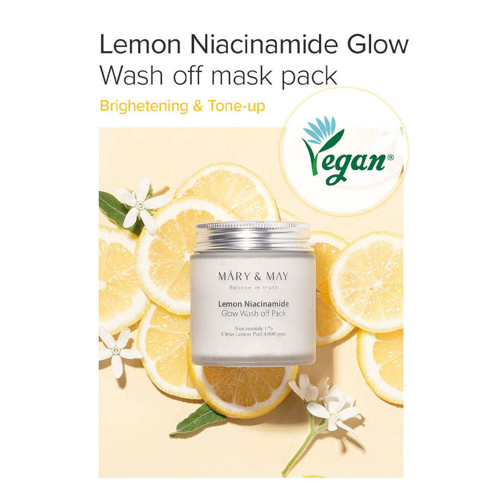 MARY & MAY Lemon Niacinamide Glow Wash Off Mask Pack - Peaches&Creme Shop Korean Skincare Malta