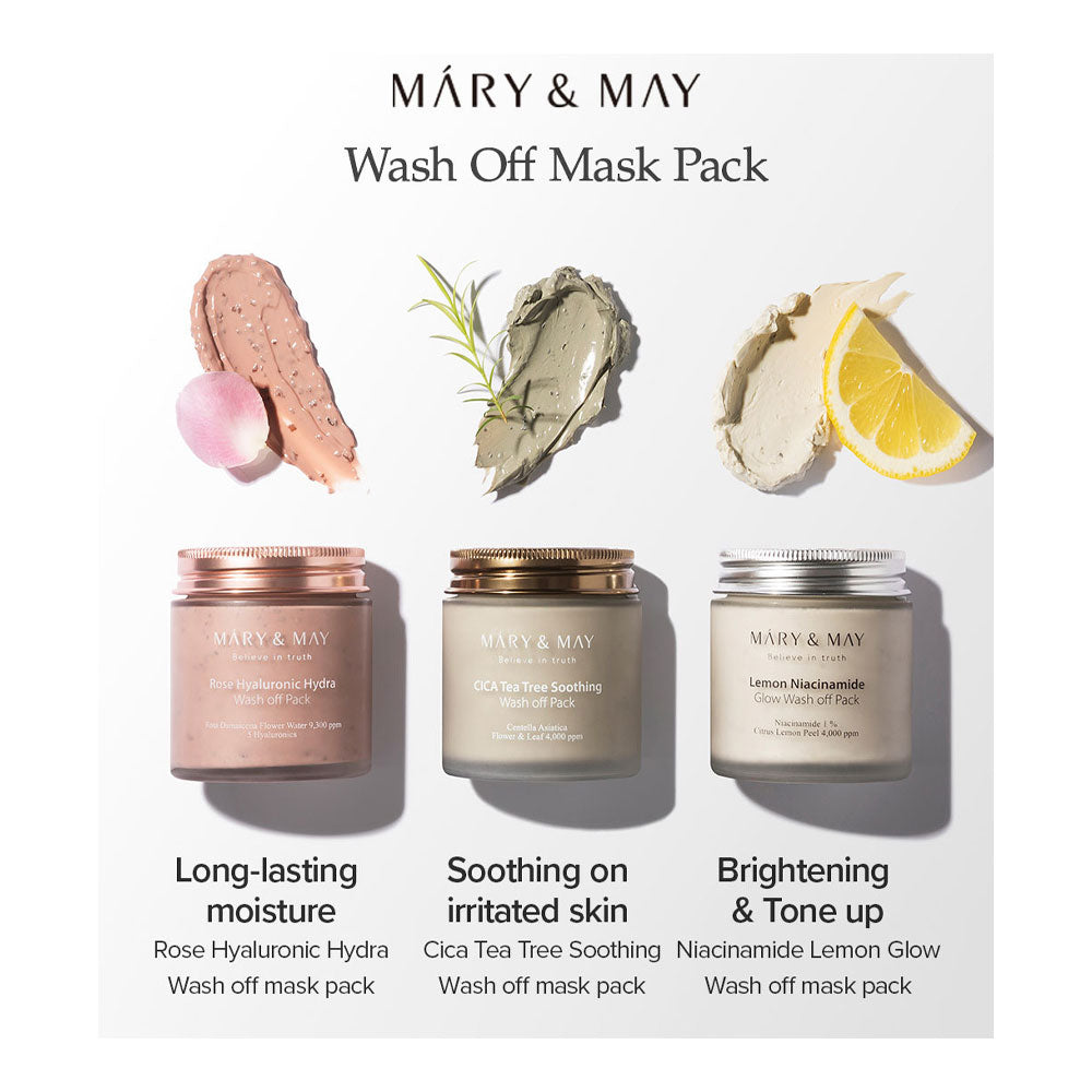 MARY & MAY Lemon Niacinamide Glow Wash Off Mask Pack - Peaches&Creme Shop Korean Skincare Malta