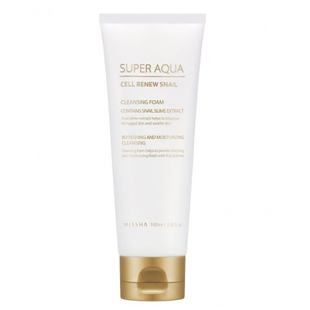 Missha Super Aqua Cell Renew Snail Cleansing Foam - Peaches&Creme Shop Korean Skincare Malta